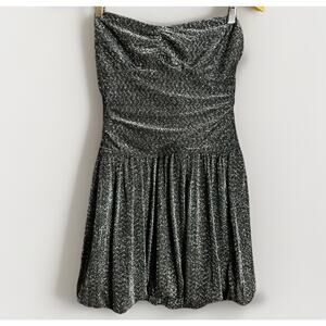 LE LIS Strapless Metallic Party Dress Black Silver Size M NWOT Cocktail